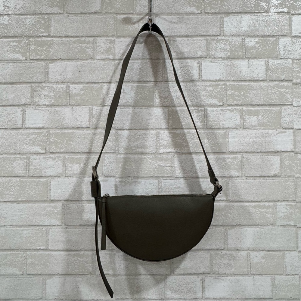 AllSaints Half Moon Tarmac Green Leather Crossbody bag - Picture 9 of 16